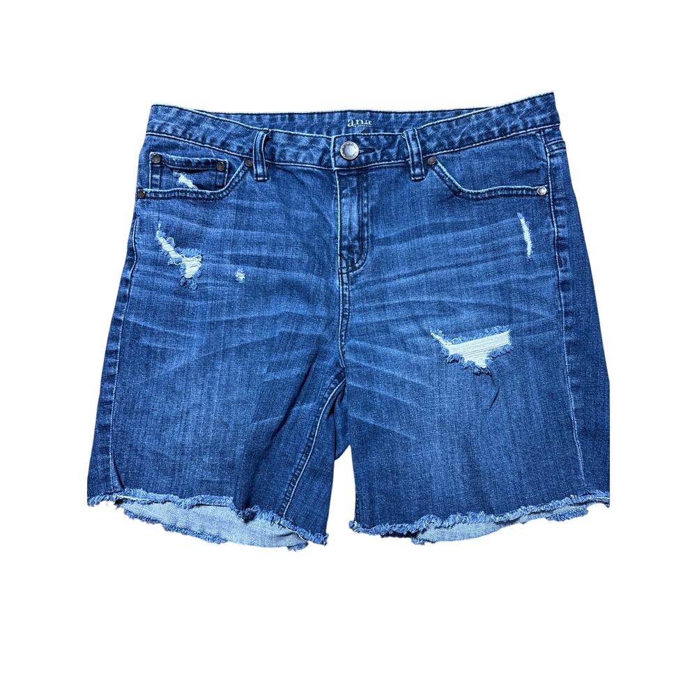 a.n.a A New Approach Womens 10 Blue Denim Distressed Cutoff Shorts